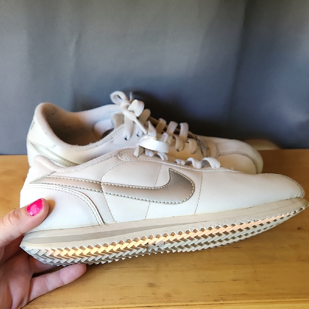 Nike Cortez White and Silver Sneakers
